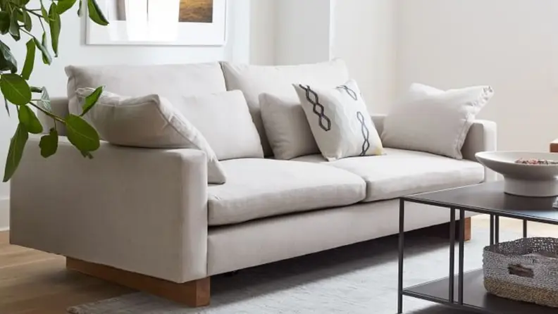 Neutral couch in living room