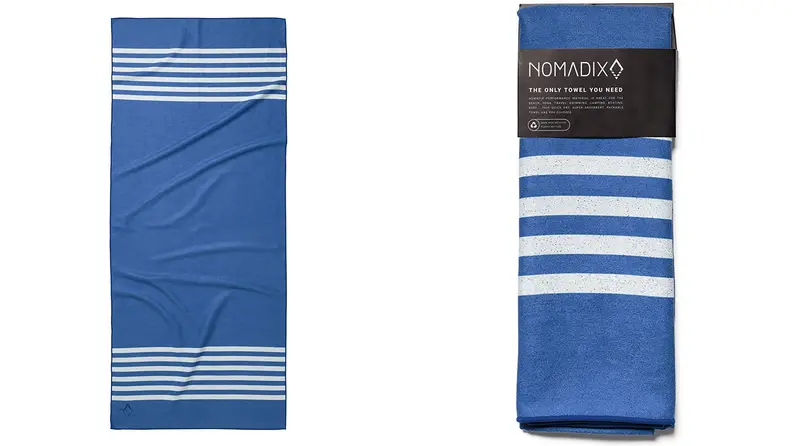 Blue and white Nomadix towel