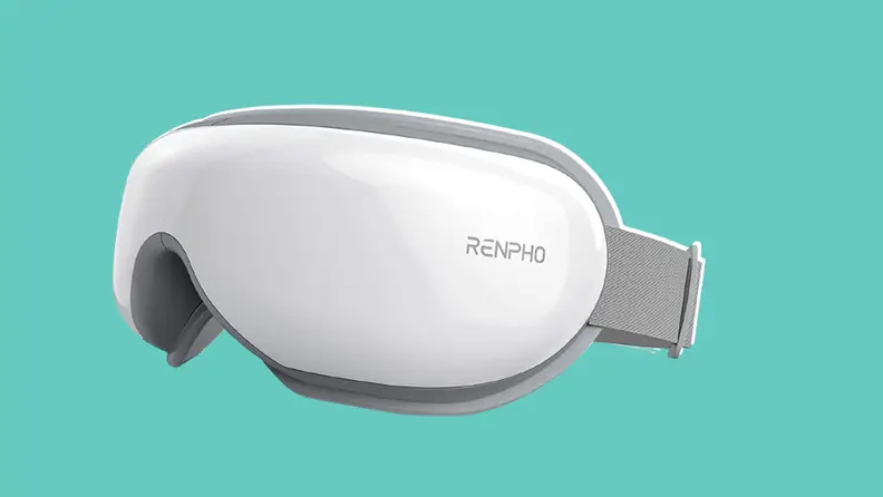 Renpho eye massager on blue background