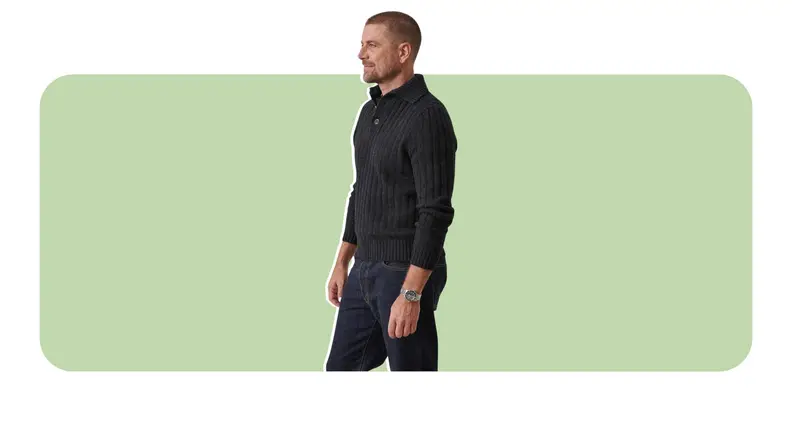 A black sweater polo.