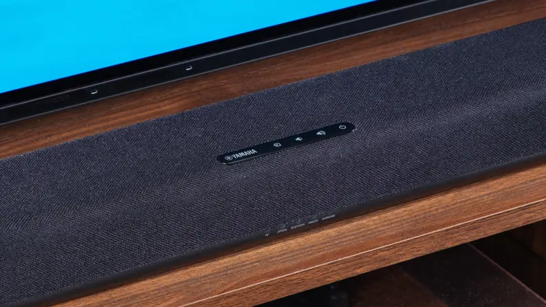 Close-up of the soundbar.