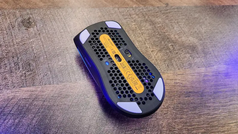 The bottom of the Glorious Model O 2 Wireless.