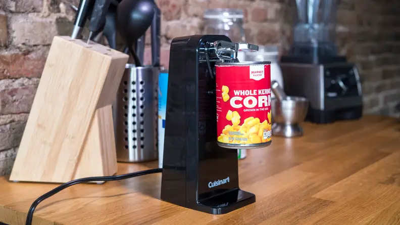 This electric can opener offers hands-free operation.