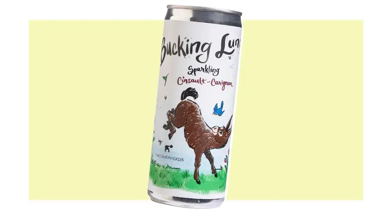 Can of Two Shepherds bubbly red wine.