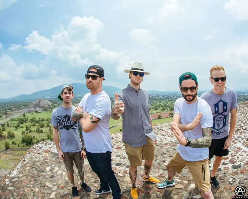 A photo Adam took of A Day to Remember atop a pyramid in Mexico.