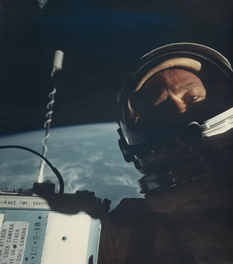 First self-portrait in space, Gemini 12, November 1966