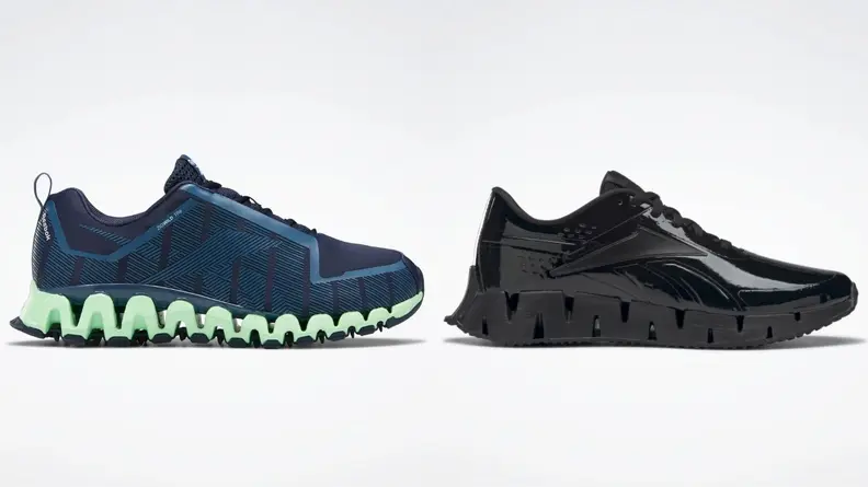On the left, Zig Dynamica runner, on the right, the ZigWild hiking shoe.