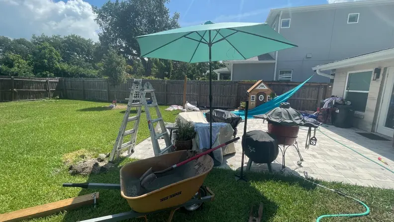 A backyard without the shade sail.