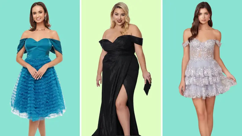 Collage of three Unique Vintage prom dresses.