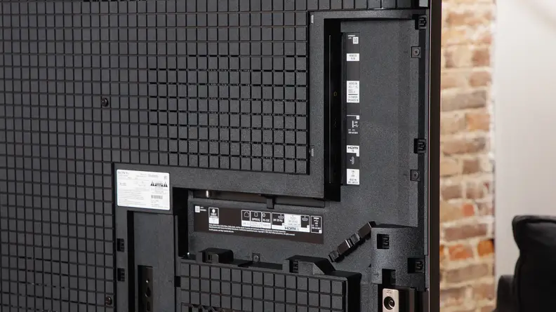 THe back of the Sony X93L Mini-LED, showing off the inputs.