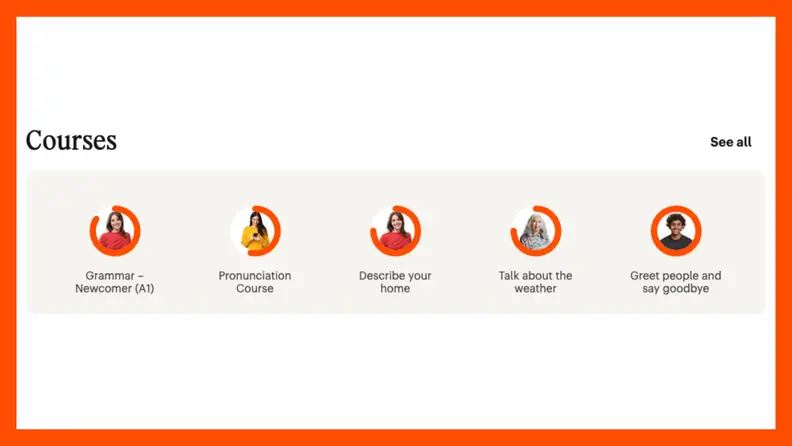 Screenshot of effectiveness and progress tracking on Babbel.