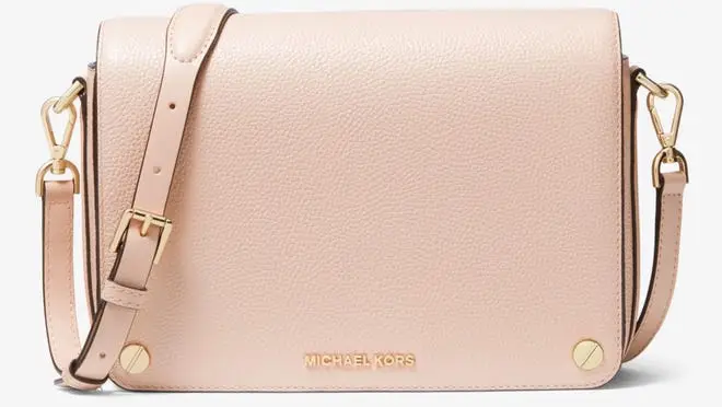 Tan, leather crossbody purse.
