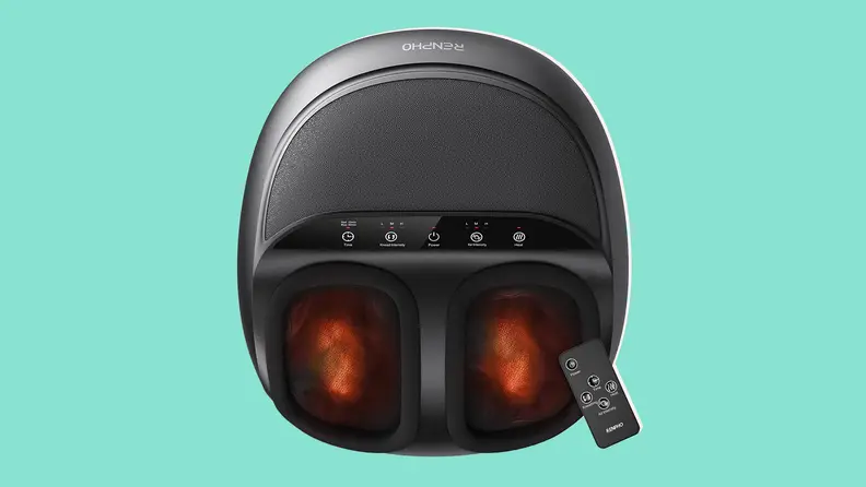 Renpho foot massager no a blue background