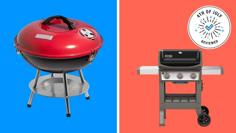 Cusinart charcoal grill and Weber gas grill.