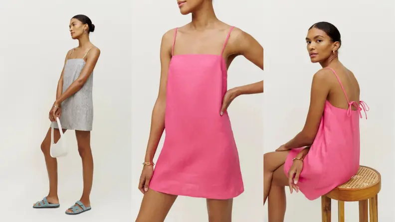 This simple A-line dress has an extra-short hem.
