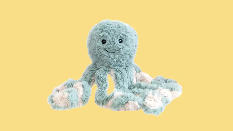Mindful and Co.'s Ollie the Weighted Octopus on a yellow background.