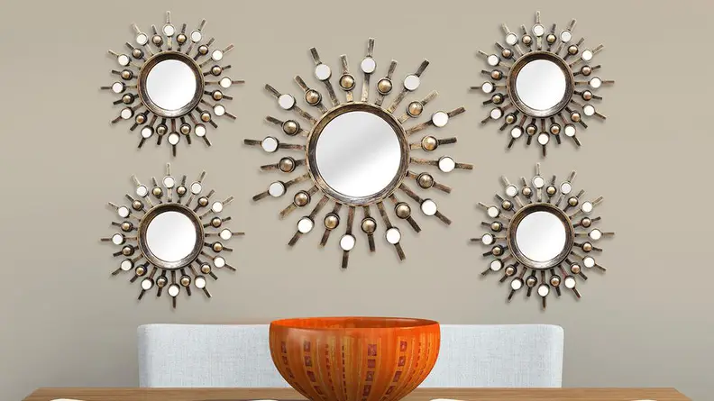 Mirrors are decorative, and the reflection can visually enlarge a room
