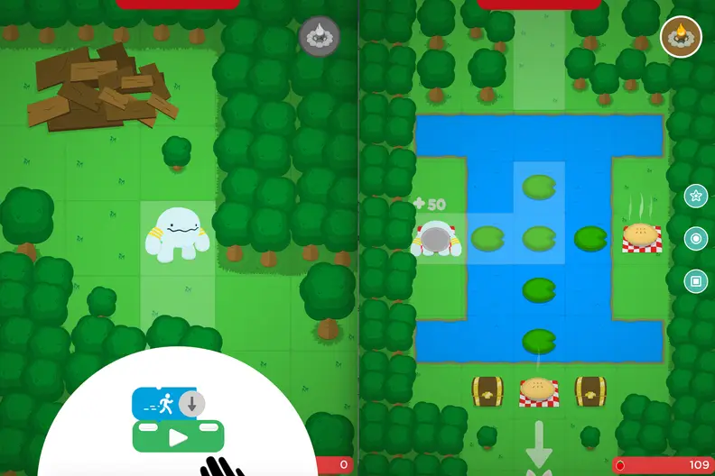 In Osmo Coding Awbie, the coding blocks help Awbie navigate around.
