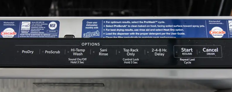 KitchenAid KDTM354DSS control panel options