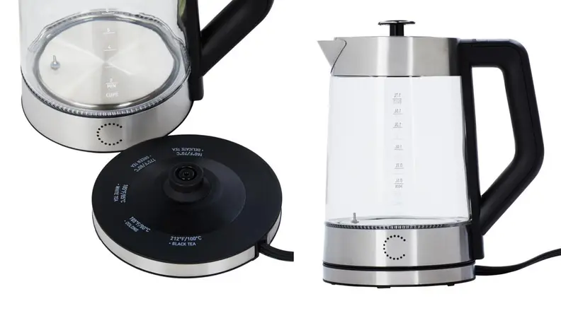 White and steel grey covered kettle
