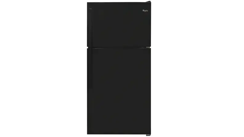 The Whirlpool WRT318FZDB fridge on a white background