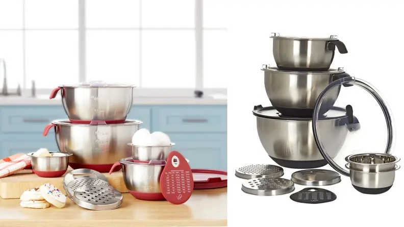 Wolfgang Puck pots with lids on wooden table