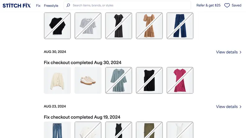 A screenshot from the Stitch Fix website.