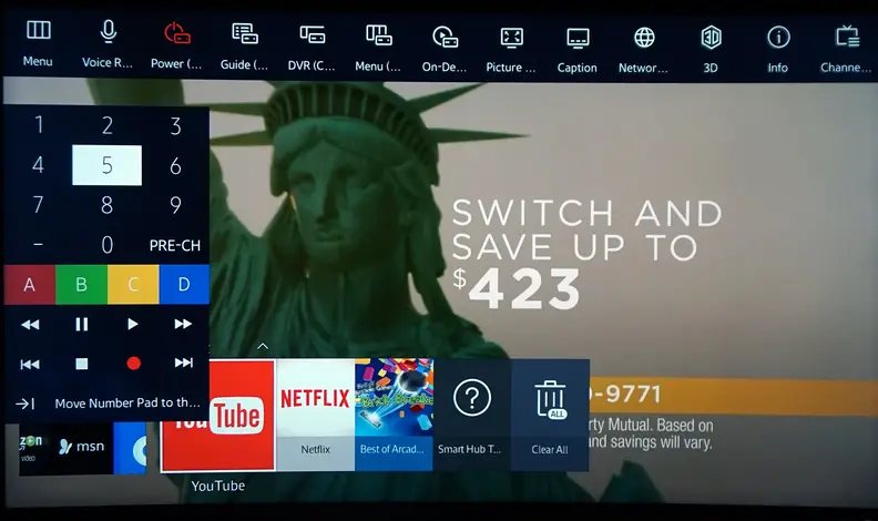 Samsung UN55JU7500 menu interface remote simulation