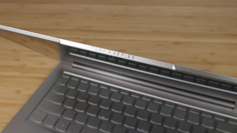 Lenovo Yoga 9i branding viewed from above