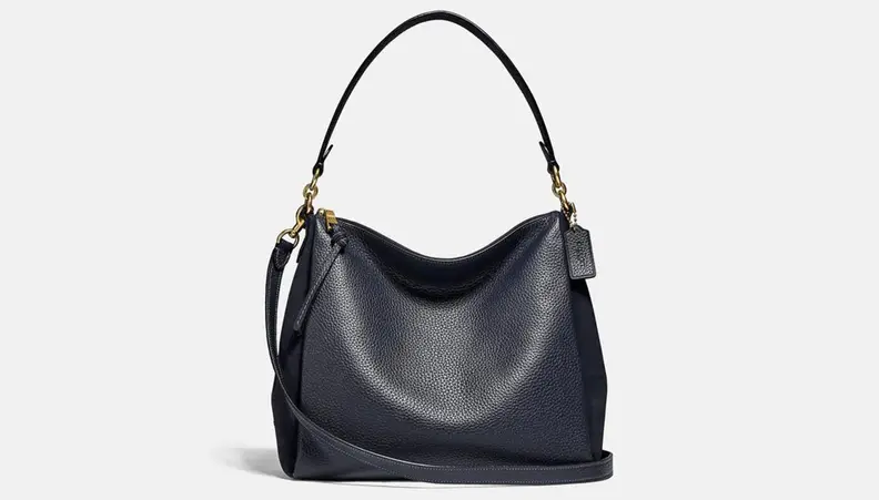 A black leather purse