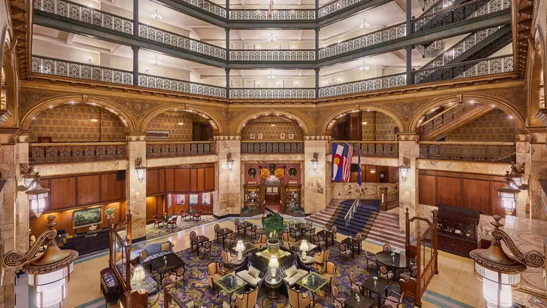 the interior of a hotel