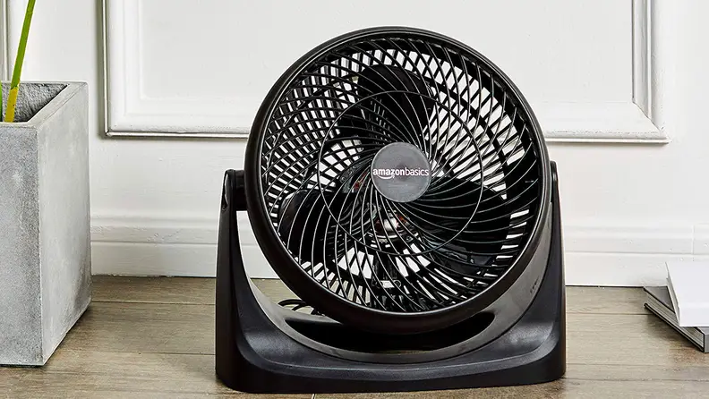 The AmazonBasics Air-Circulator desk fan.
