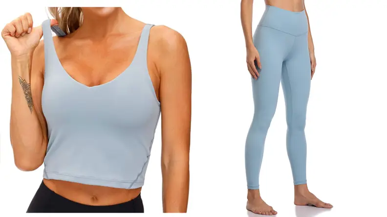 tank top and leggings in blue