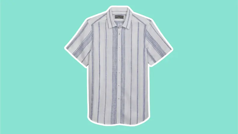 A striped linen mens shirt