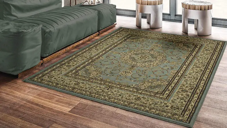 A Silk Road rug in Seafoam