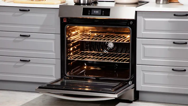 Oven door of the Frigidaire Gallery GCFI3060BF 30" Induction Range opened to display the interior.