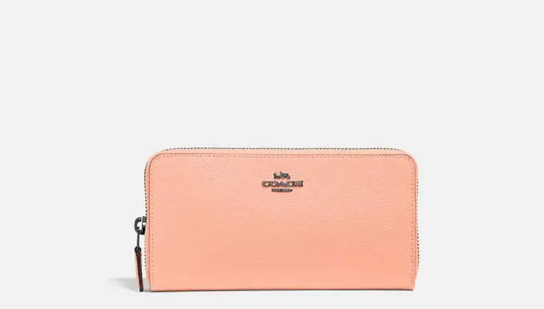 A coral pink leather wallet