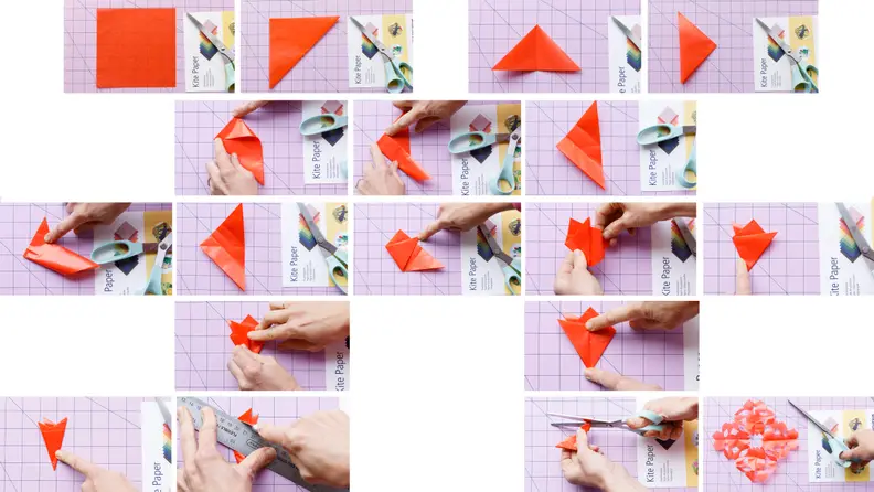 Kite paper's bright colors make snowflakes pop during dreary winter weather.