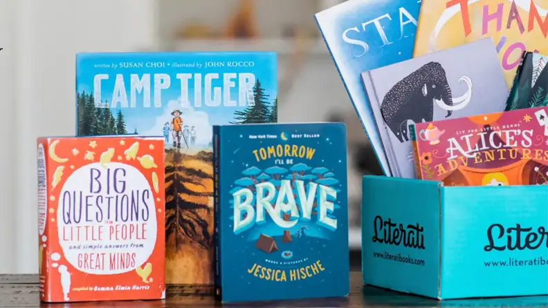 Assorted books in Literati packaged box.
