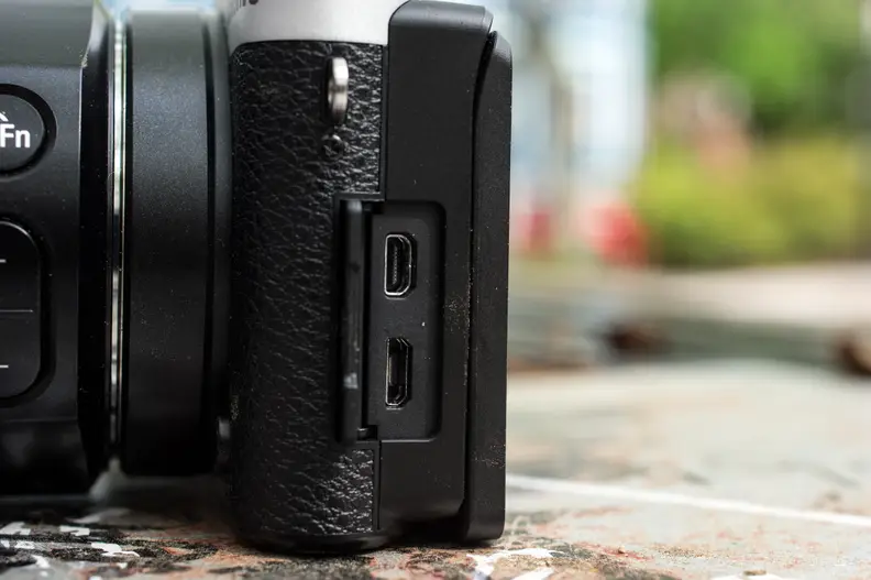 The port bay contains a USB and HDMI connection.