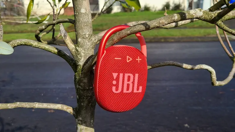 JBL Clip 4 hanging from tree