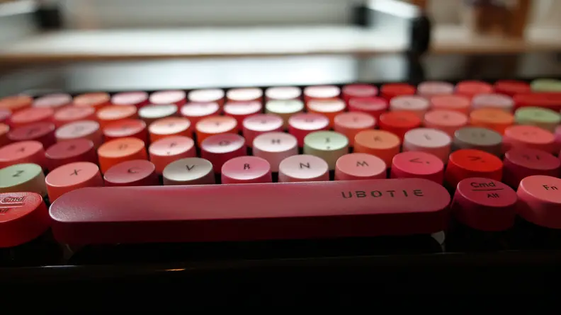 Close-up shot of the Ubotie Bluetooth Mechanical Keyboard.