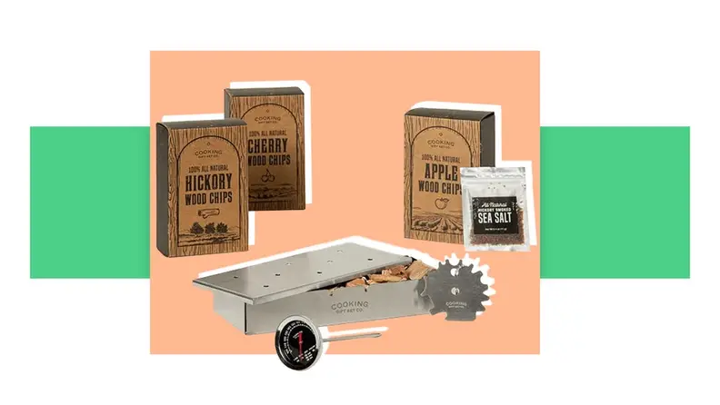 Grill Smoker Gift Set in front of a background.