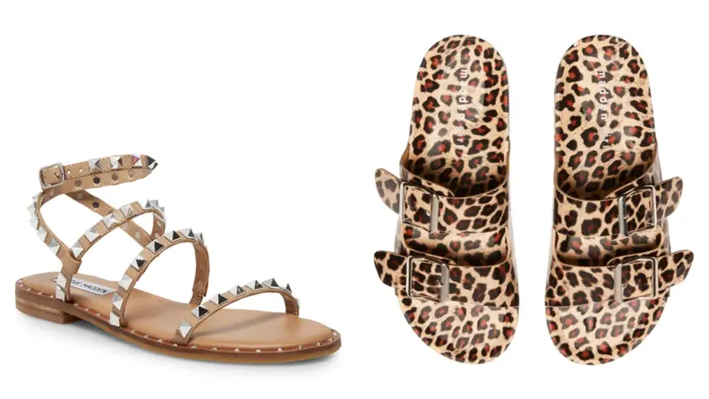 Steve Madden sandals on white background.