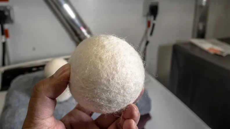 After dozens of tumbles in the dryer, this is what the Woolzie dryer balls look like.