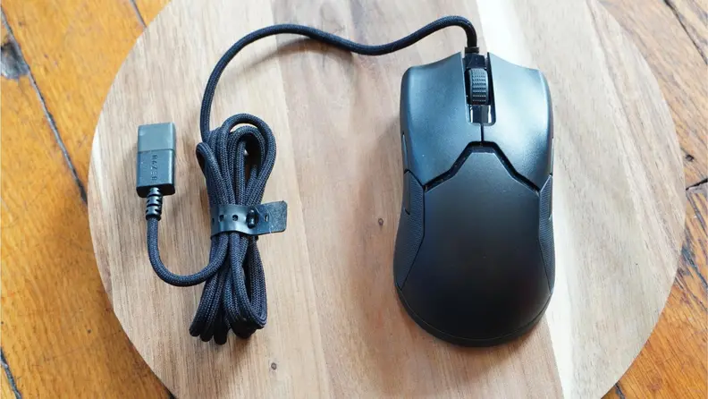The mouse with its USB cord.