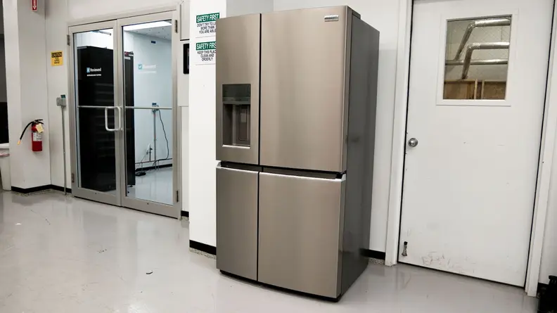 The best refrigerator, the Frigidaire Gallery Quattro, shot in the Reviewed test labs