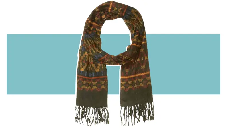An Andrew Scott winter scarf on a colorful background