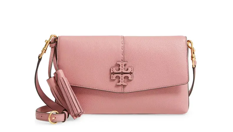 Pink Tory Burch cross body purse.