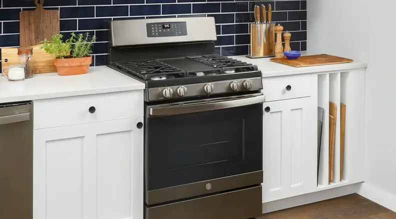 GE oven installed in a  kitchen